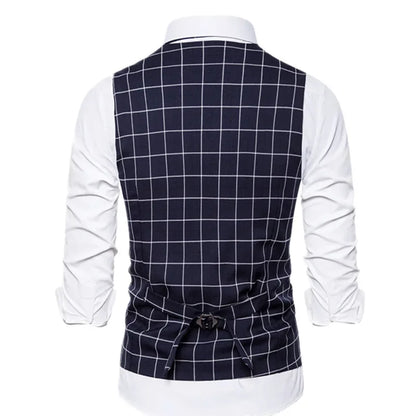 Men Plaid Sleeveless vest
