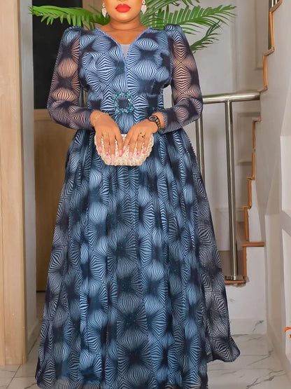 Fashionable Long Sleeve African Maxi Dress