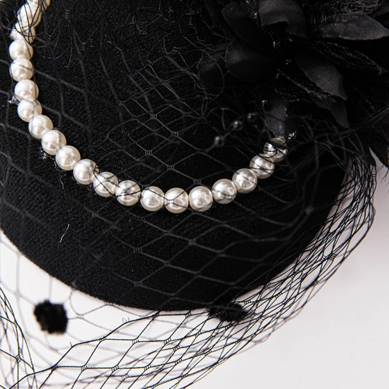 Feather Fascinator Headband – Elegant Veil Tea Party Hat