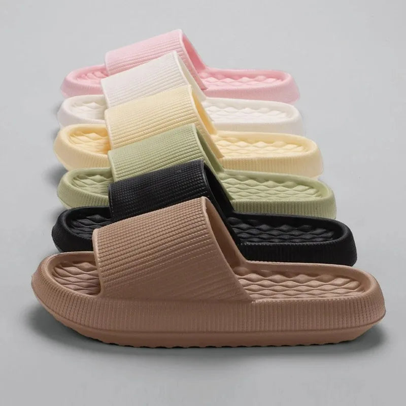 4cm Summer Non-slip Soft Cloud Slippers Women Comfy Eva Thick Platform Slides Woman Couple Bathroom Home Flip Flops