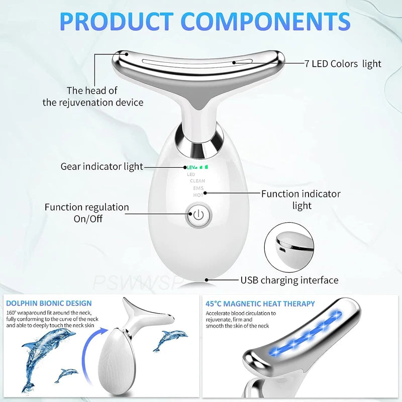 LED Facial Massager Neck Facial Beauty Device Lifting Tighten Skin Care Tool