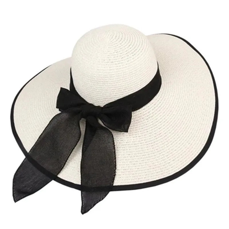 Women Summer Straw Hat For Beach Travel UV Protection Cut Bucket sun Cap Girl Sun Hat wide Brim
