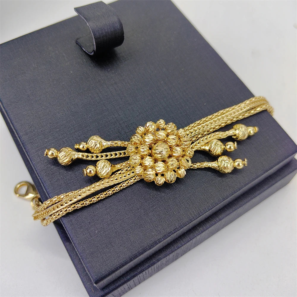Women's Golden Round Beaded Jewelry Set For weddings and Birthday Parties