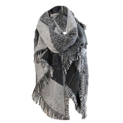 Women Contrast Color Tassel Scarf Retro Female Multi-Purpose Shawl Scarf for Women