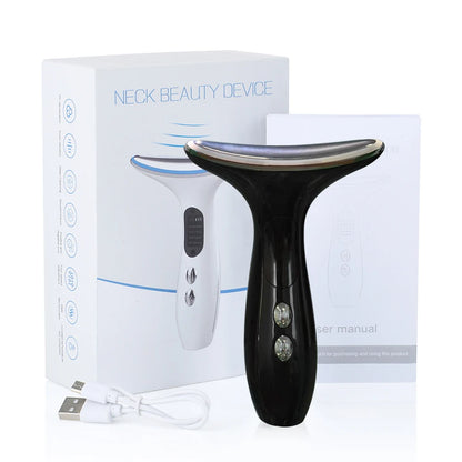 Neck Beauty Device EMS Micro-current, Three-color Light Firming and Rejuvenating Skin, Ion Importer Facial Lifting for Neck Lines