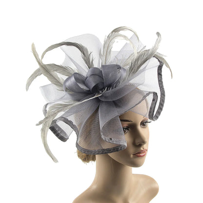 Flower Pillbox Fascinator – Veil & Feather Headband for Tea Parties