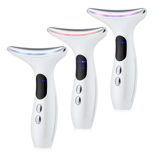 Neck Beauty Device EMS Micro-current, Three-color Light Firming and Rejuvenating Skin, Ion Importer Facial Lifting for Neck Lines