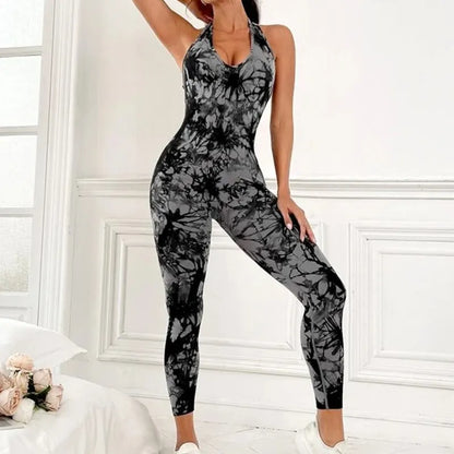 One Piece Women Backless camouflage Jumpsuits, Seamless Yoga Workout, Bodycon Romper, Scoop Neck, Butt Scrunch Leggings