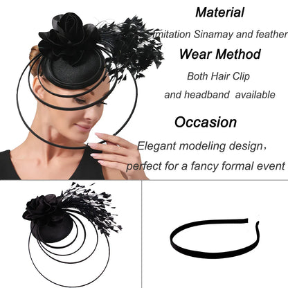 Fancy Sinamay Floral Fascinator – Feather Headpiece for Weddings