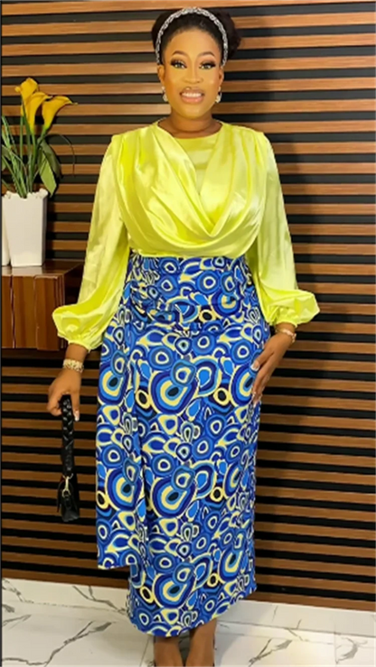 Satin Long Sleeve African Dress