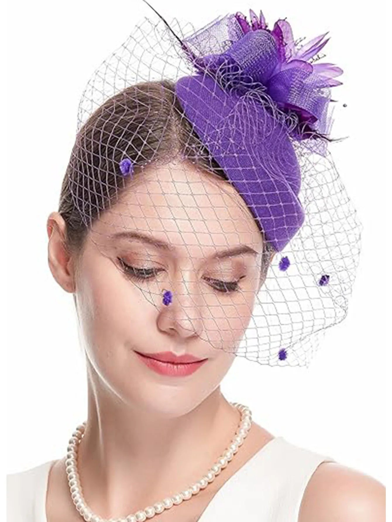 Elegant Hair Drop Fascinator – Fancy Flower Bridal & Party Hat