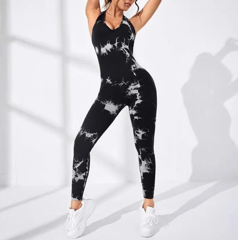 One Piece Women Backless camouflage Jumpsuits, Seamless Yoga Workout, Bodycon Romper, Scoop Neck, Butt Scrunch Leggings