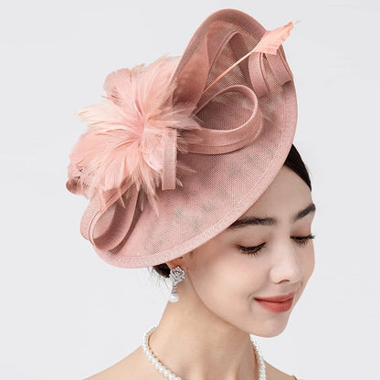 Elegant Fascinator Hat for Women Tea Party Kentucky Derby Fascinator Pillbox Hat Feather Flower Fascinator Wedding Cocktail