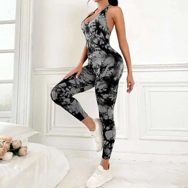 One Piece Women Backless camouflage Jumpsuits, Seamless Yoga Workout, Bodycon Romper, Scoop Neck, Butt Scrunch Leggings