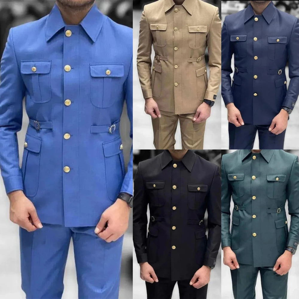 Men Safari Formal Wedding Groom Suits