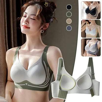 No Wire Push-up Bra Women Gathered Up Soft Support Adjustable Underwear Anti-sagging Seamless Lift-up Bra