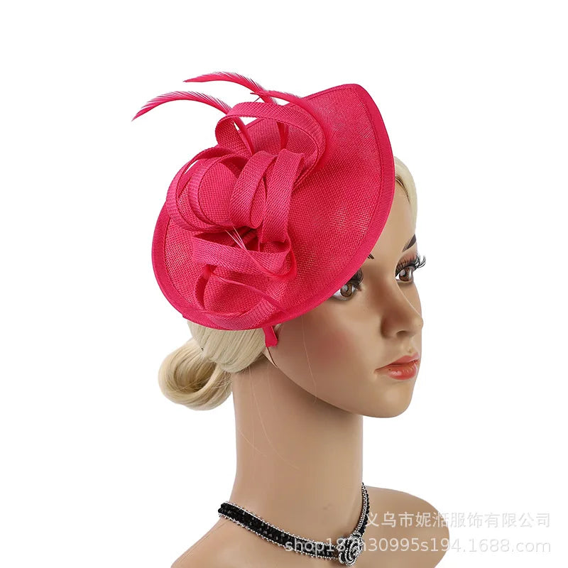 Elegant Hair Drop Fascinator Hat Women Party Hats Bridal Wedding Show Race Millinery With Fancy Flower Headpiece