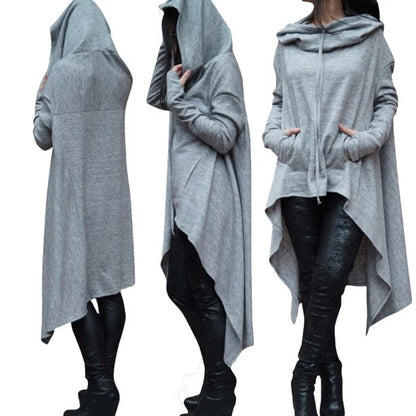 Fashion Trends New European and N Pure Color Long Back Hooded for Women