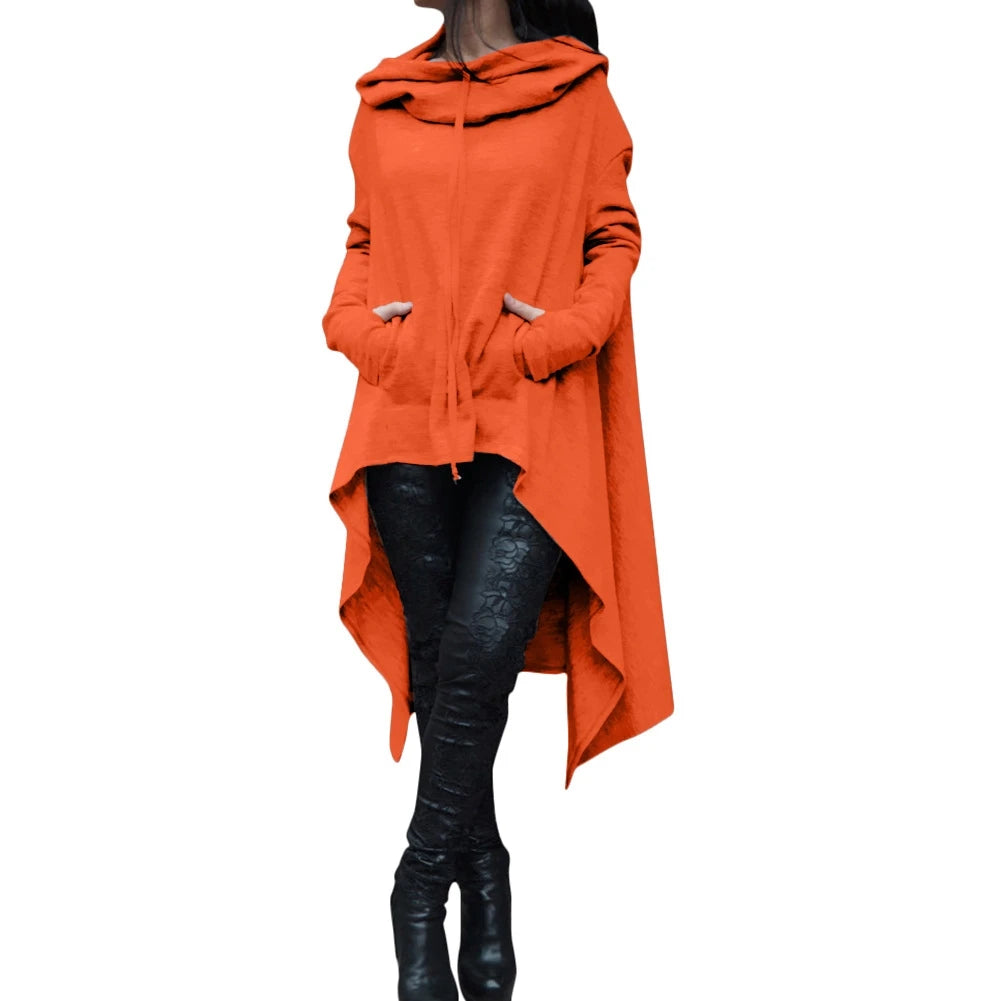 Fashion Trends New European and N Pure Color Long Back Hooded for Women