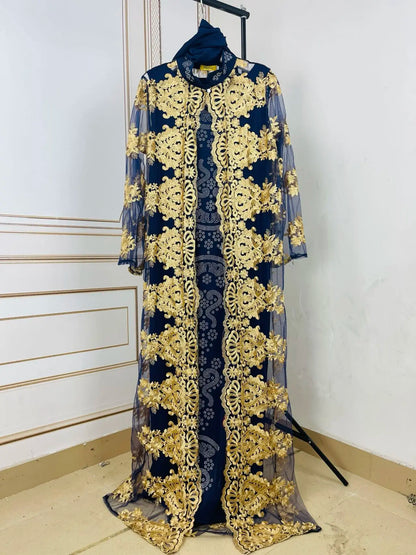 Luxury Embroidery Long Sleeve African dress