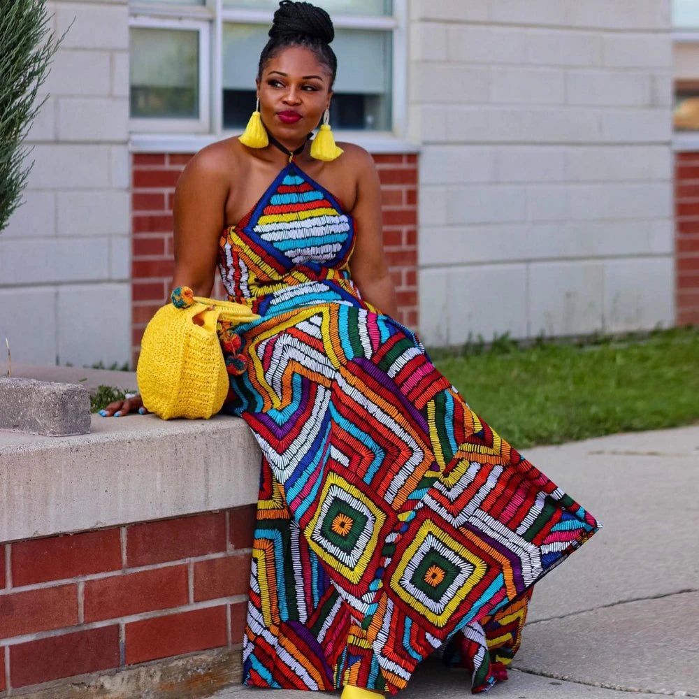 Boho Dashiki Print Style African Maxi Dress