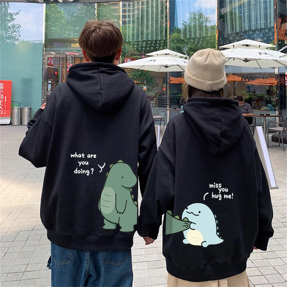 Rock Ni Shirt Dinosaur Printed Hoodie Sweatshirt Casual Couple Hoodie for Men and Women