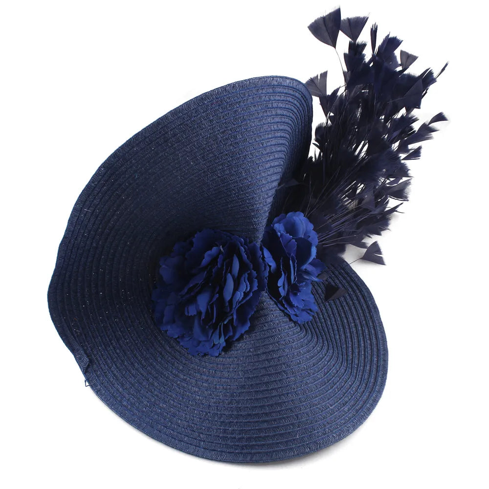Ladies’ Fascinator Millinery Hat | Elegant Wide Brim Kentucky Derby