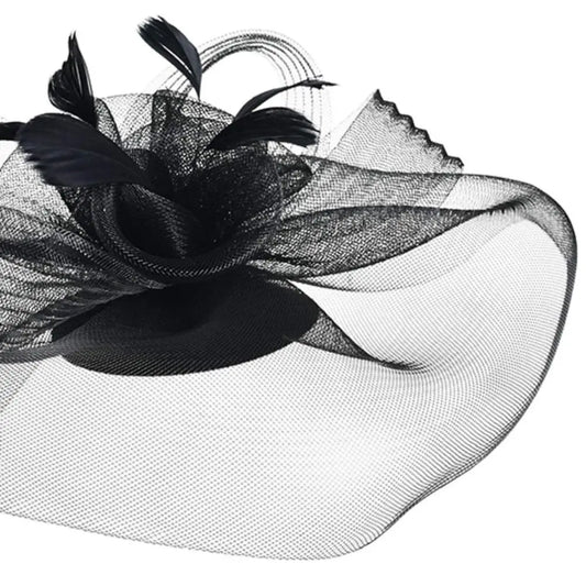 Handmade Lace & Feather Fascinator Bow Hair Clip