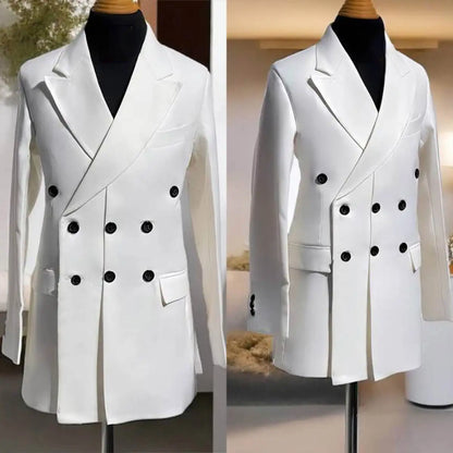 Men Long Jacket Peaked Lapel Three-Button Blazer Business Party Prom Custom Made Only Coat