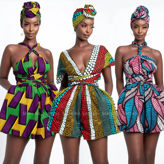 Dashiki Print Romper Short African Style