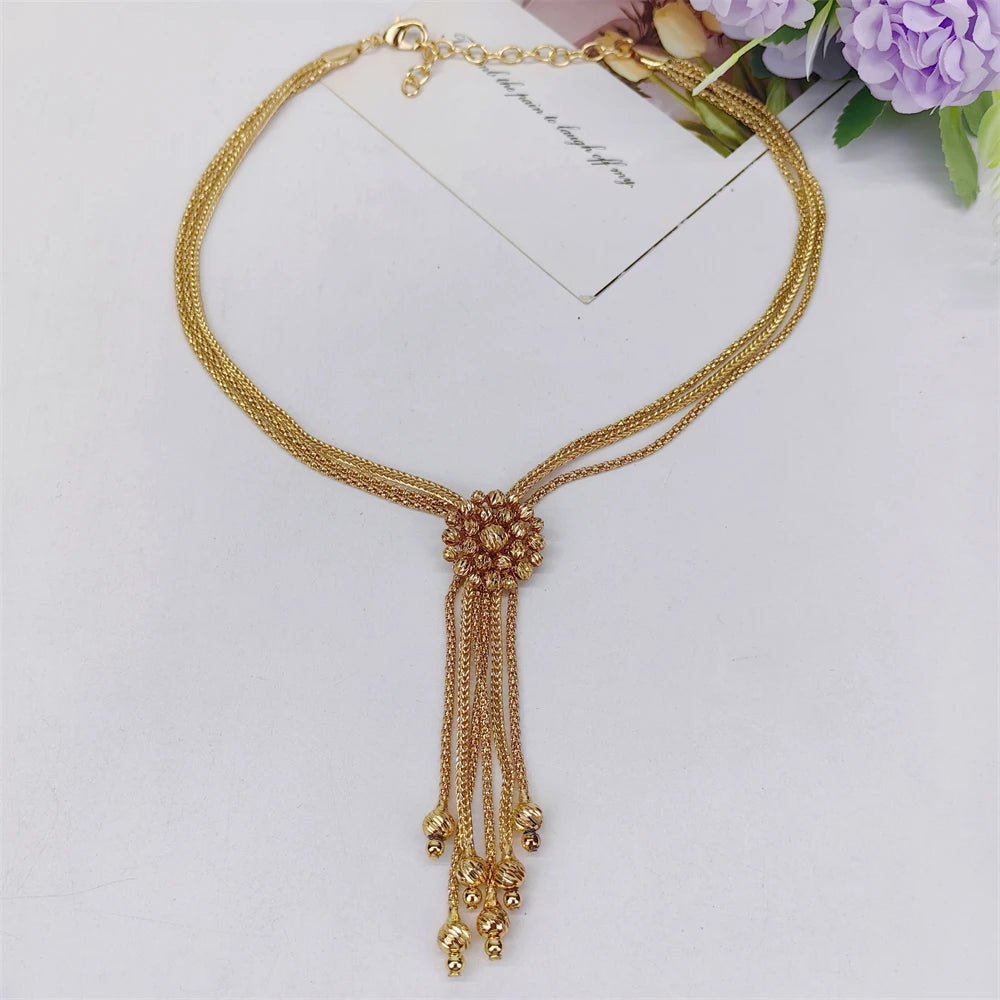 Women's Golden Round Beaded Jewelry Set For weddings and Birthday Parties