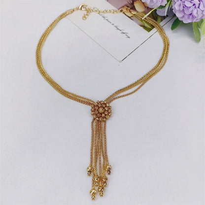 Women's Golden Round Beaded Jewelry Set For weddings and Birthday Parties