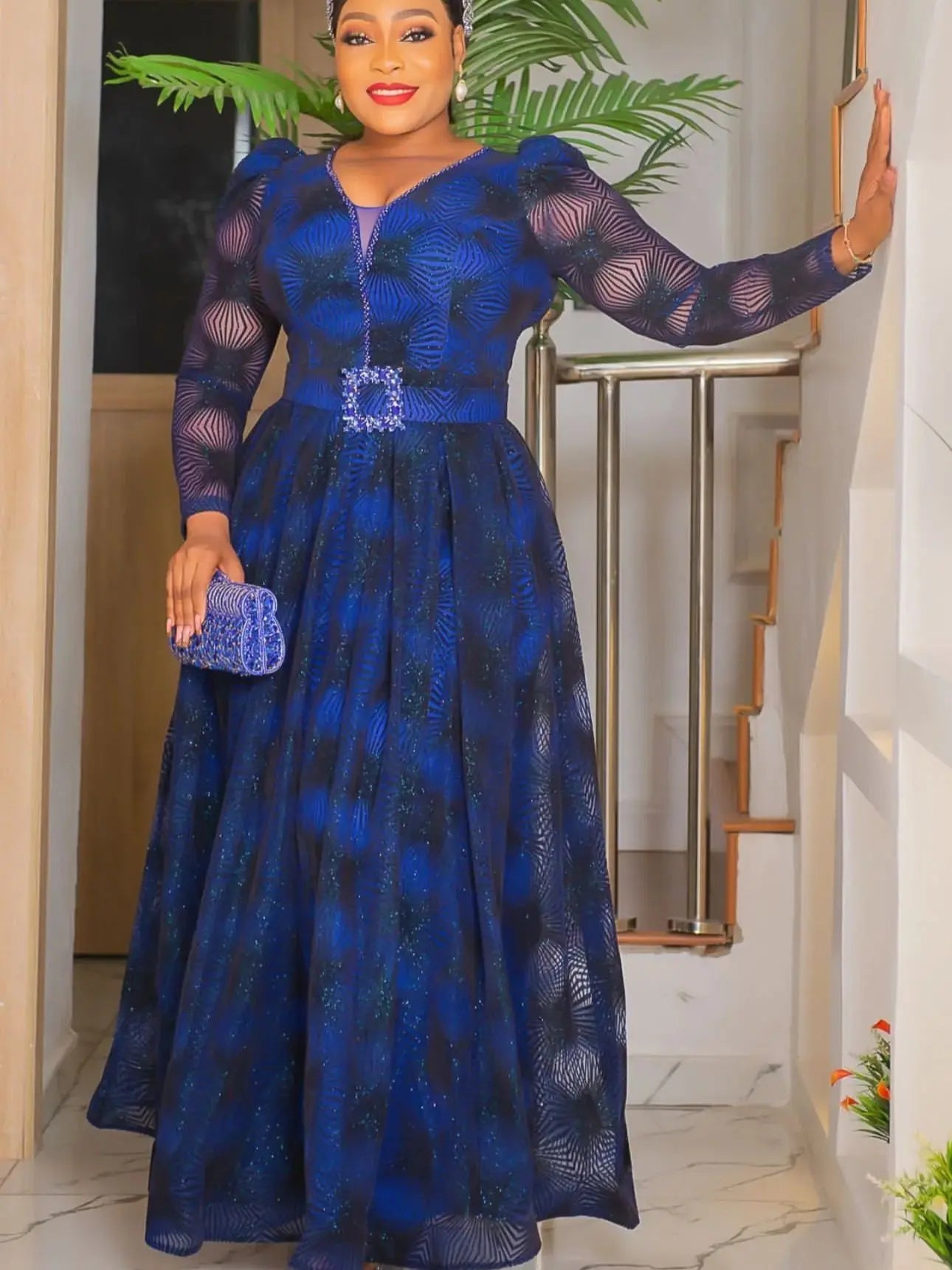 Fashionable Long Sleeve African Maxi Dress