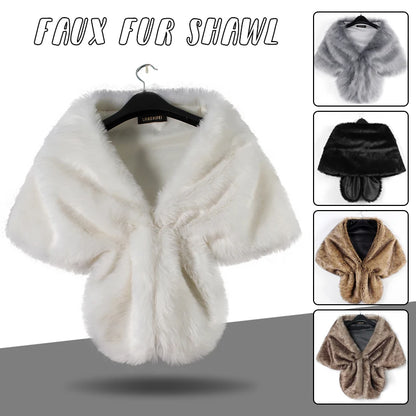 Shawl Wedding Cape Warm Plush Elegant Winter Faux Fur Long Shawl Stole Wrap Shrug Scarf For Women