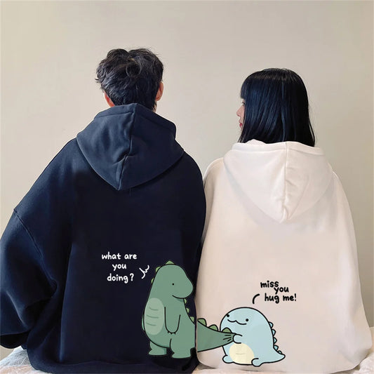 Rock Ni Shirt Dinosaur Printed Hoodie Sweatshirt Casual Couple Hoodie for Men and Women