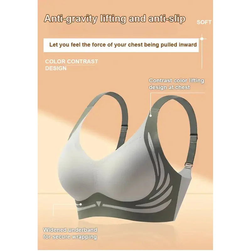 No Wire Push-up Bra Women Gathered Up Soft Support Adjustable Underwear Anti-sagging Seamless Lift-up Bra