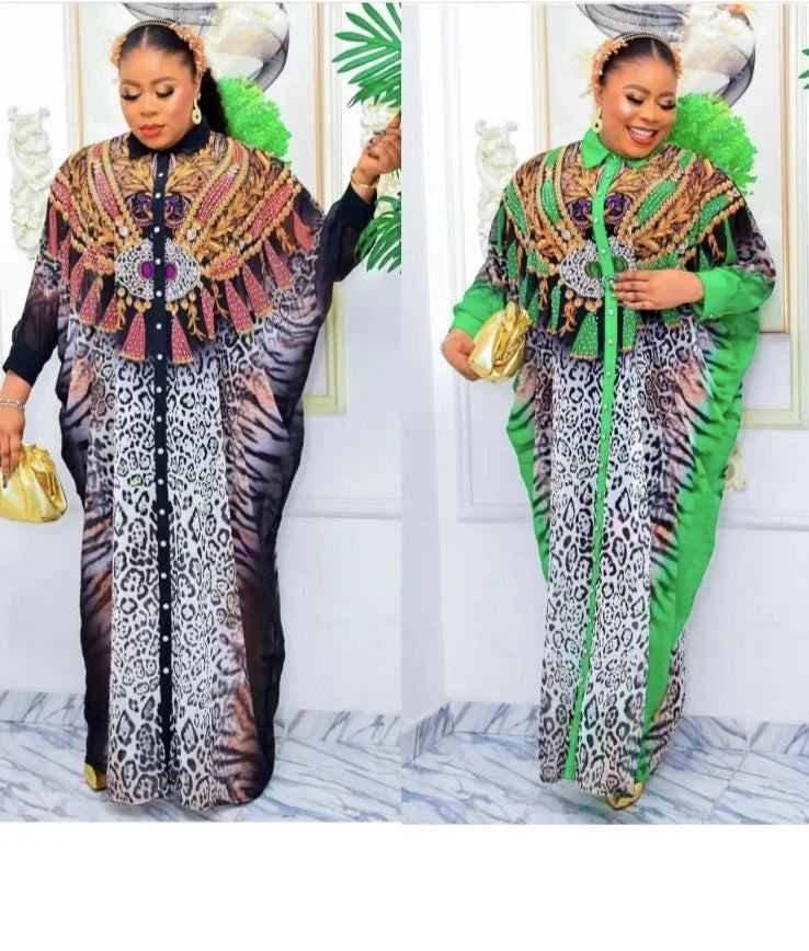 Tiger Print African Style Long dress