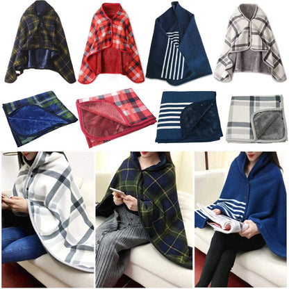 Doublelayer Tartan Plaid Blanket Scarf Wrap Shawl Winter Warm Scarf for Women