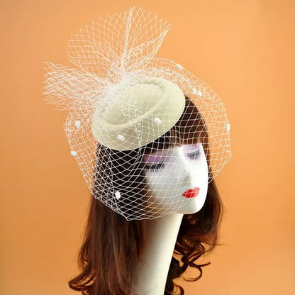 Vintage 20s Felt Pillbox Fascinator – Polka Dot Veil