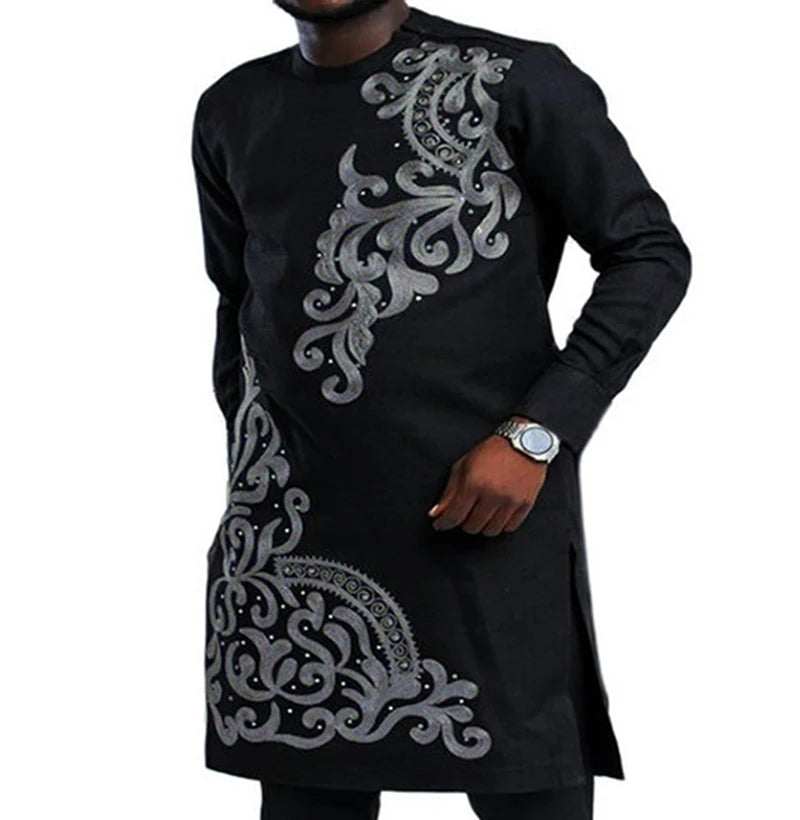 2pcs Traditional African Embroidery Shirt and Pants for men