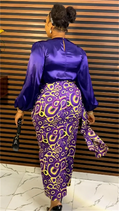 Satin Long Sleeve African Dress