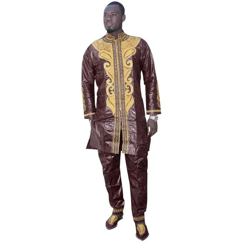 2 pcs Traditional African Dashiki Shirt and Pants for men