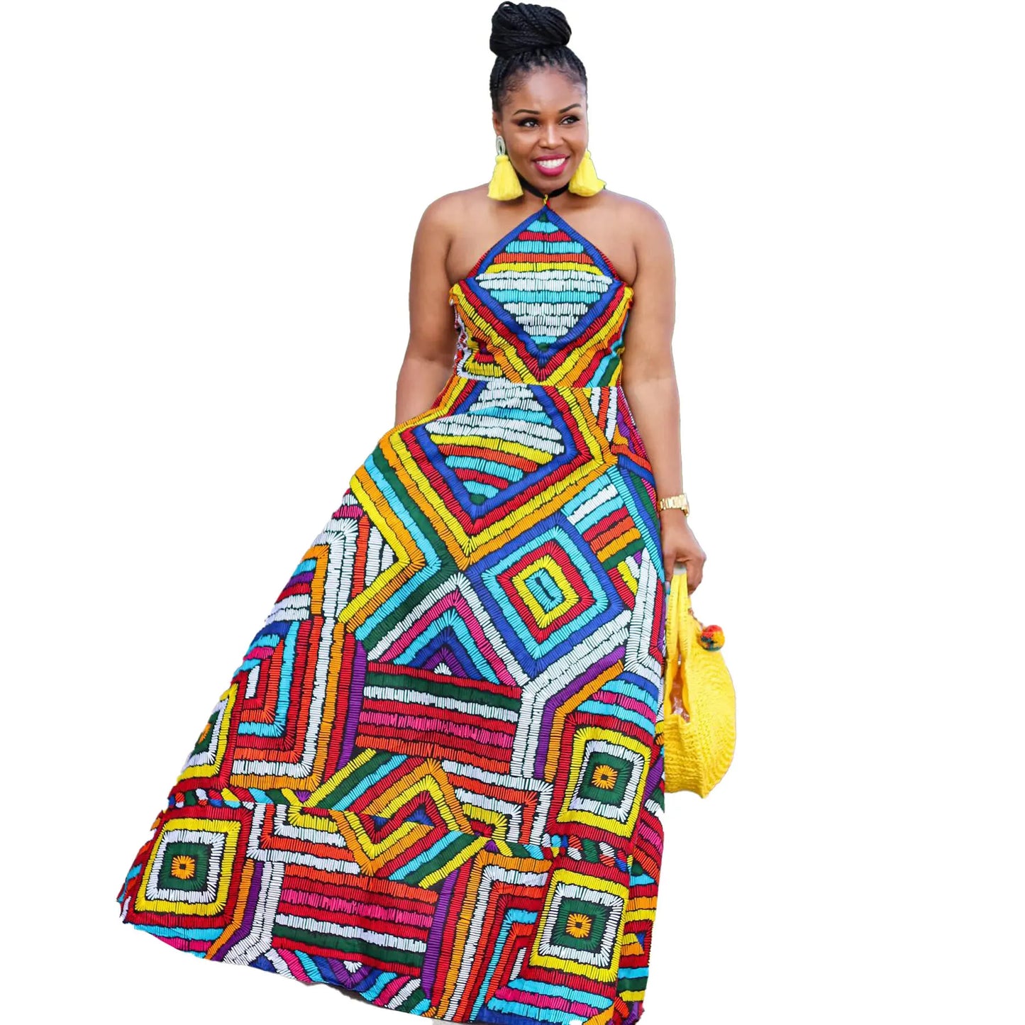 Boho Dashiki Print Style African Maxi Dress