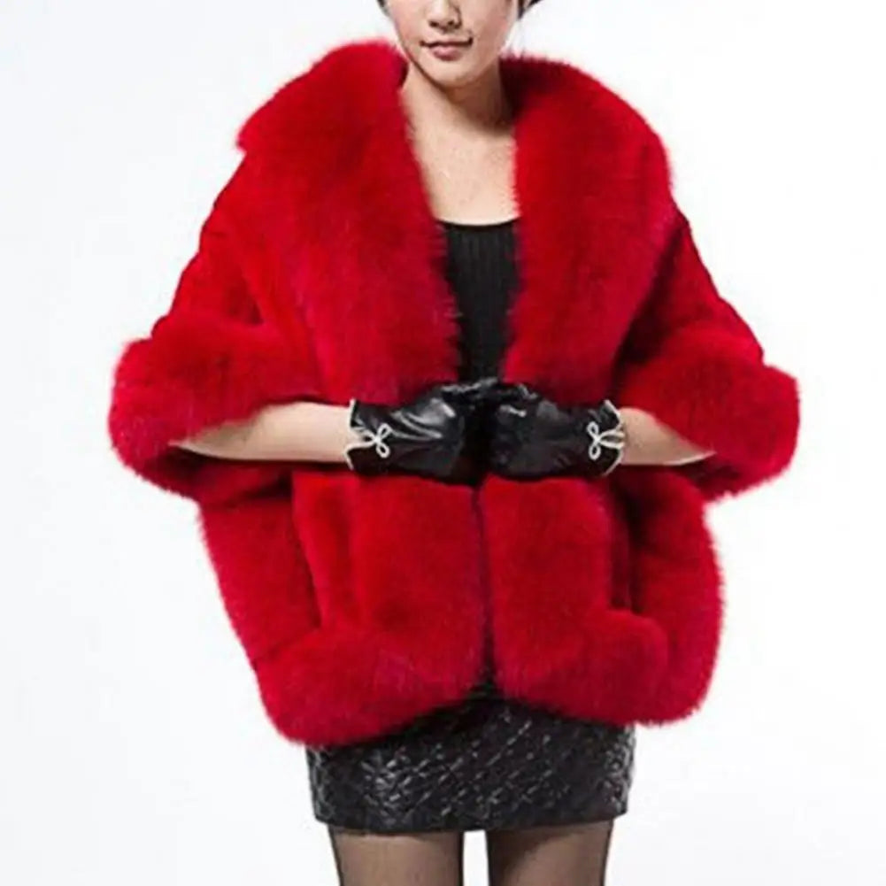 Luxury Fur Poncho Fluffy Shawl Wedding Banquet Dress Plush Cape Coat for Women