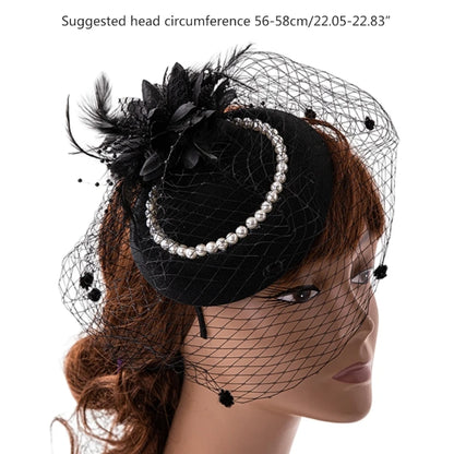 Feather Fascinator Headband – Elegant Veil Tea Party Hat