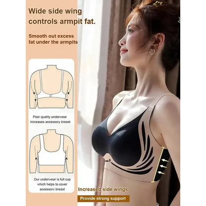 No Wire Push-up Bra Women Gathered Up Soft Support Adjustable Underwear Anti-sagging Seamless Lift-up Bra