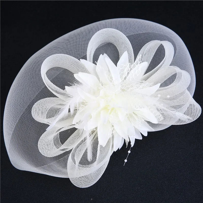 Feather & Mesh Fascinator Hairpin