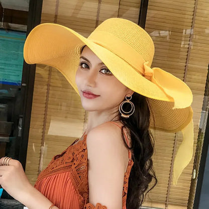 Women Summer Straw Hat For Beach Travel UV Protection Cut Bucket sun Cap Girl Sun Hat wide Brim