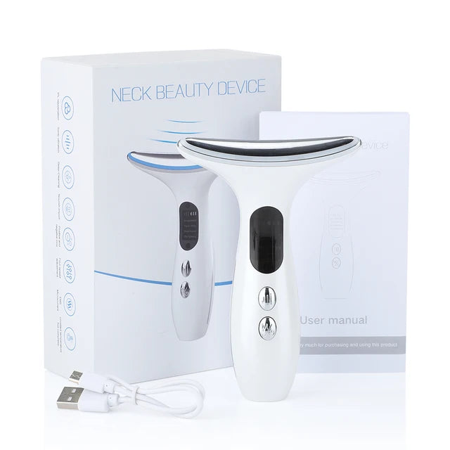 Neck Beauty Device EMS Micro-current, Three-color Light Firming and Rejuvenating Skin, Ion Importer Facial Lifting for Neck Lines