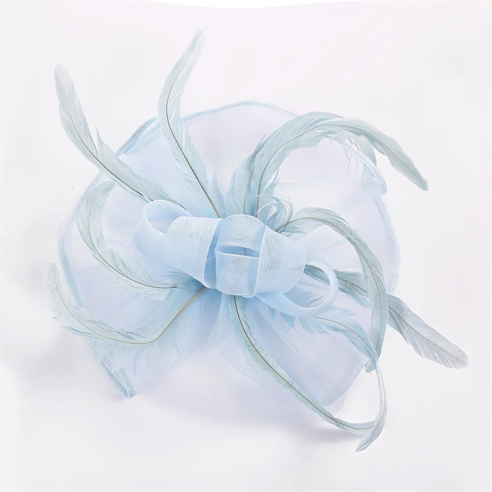 Flower Pillbox Fascinator – Veil & Feather Headband for Tea Parties